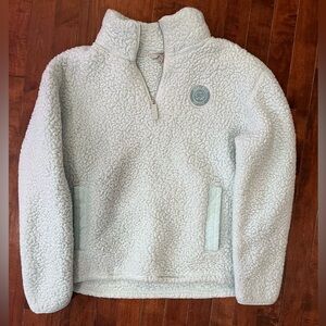 Ivory Ella Women’s ' Sherpa Quarter Zip - Pale teal color